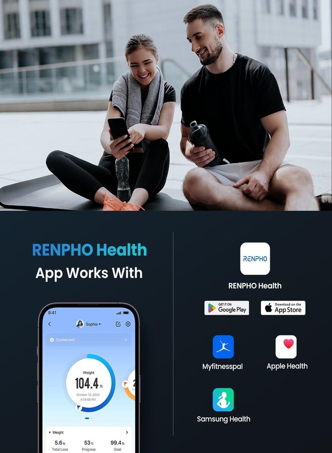 RENPHO Bluetooth Body Fat Scale, Digital Weight Scale Bathroom Smart Body Composition Analyzer Wireless BMI Compact Scale Health Monitor with Smartphone APP, 396 lbs - Image 4